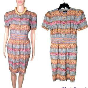 Vintage Positive Attitude short sleeve  button down midi dress.